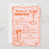 オレンジディスコロデオ女性のカーボーイバチェロレッテウィークエンド 招待状 (裏面)