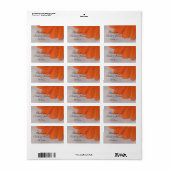 オレンジデイジーとサテン結婚のサンキューメッセージカード ラベル (フルシート)