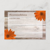 オレンジデイジーの納屋の木製の結婚式の調節カード エンクロージャーカード (正面)