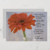 オレンジデイジーイン花瓶ブライダルシャワー 招待状 (正面/裏面)