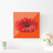 オレンジデイジーウォールクロック スクエア壁時計 (ホーム)