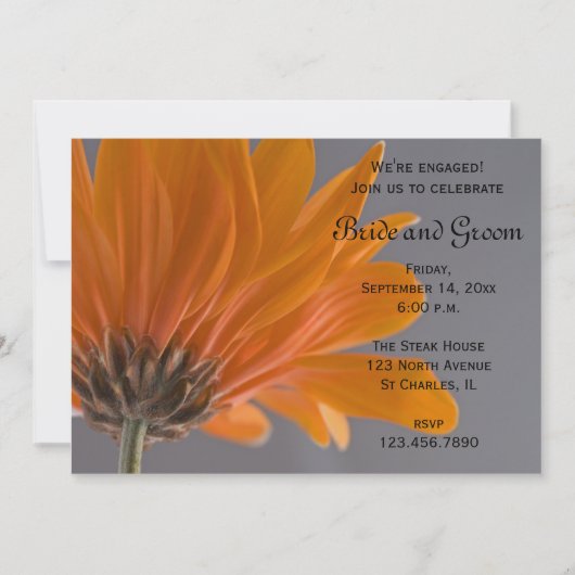 オレンジデイジーオングレー婚約パーティ 招待状 (正面)