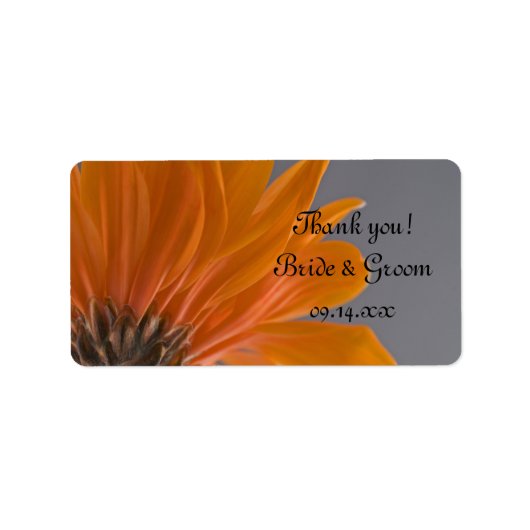 オレンジデイジーオングレー結婚ズサンキューメッセージカード ラベル