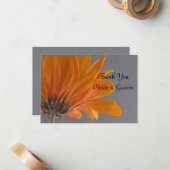 オレンジデイジーオングレー結婚ズフラットサンキューノート ノートカード (正面/裏面インサイチュ)