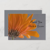 オレンジデイジーオングレー結婚ズフラットサンキューノート ノートカード (正面/裏面)