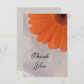 オレンジデイジーオンホワイトサテンフラットサンキューノート ノートカード (正面/裏面)