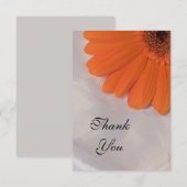 オレンジデイジーオンホワイトサテンフラットサンキューノート ノートカード (正面/裏面)