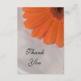 オレンジデイジーオンホワイトサテンフラットサンキューノート ノートカード