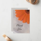 オレンジデイジーオンホワイトサテンフラットサンキューノート ノートカード (正面/裏面インサイチュ)
