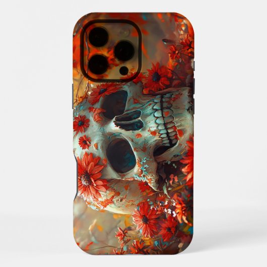 オレンジデイジースカル iPhoneケース (裏面)