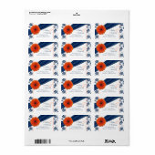 オレンジデイジーネイビーダマスウェディング差出人住所 ラベル (フルシート)