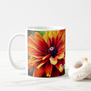 オレンジデイジーパーソナライズされた花 コーヒーマグカップ