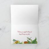 オレンジデイジーフラワーズトンフライハッピーバースデー カード (内部)