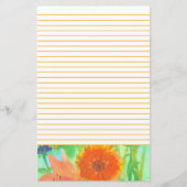 オレンジデイジーフラワーピンクの日リリー裏文字 便箋 (正面)