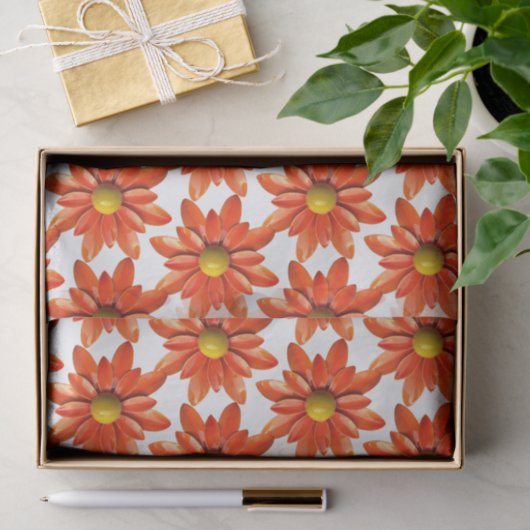 オレンジデイジーフラワー – 春サマーシャワ結婚ーズ 薄葉紙 (ギフト)