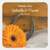 オレンジデイジーホースシューウェスタン結婚ズサンキュー スクエアシール (正面)