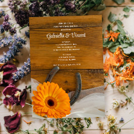 オレンジデイジーホースシューウェスタン結婚ポストズブランチ 招待状