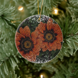 オレンジデイジーボールセラミック装飾 セラミックオーナメント