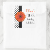 オレンジデイジー白黒水玉模様40th誕生日 スクエアシール (バッグ)