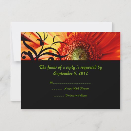 オレンジデイジー結婚式RSVP 出欠カード (正面)