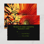 オレンジデイジー結婚式RSVP 出欠カード (正面/裏面)