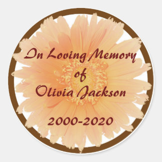 オレンジデイジー花カスタマイズ可能な悔やみや弔慰シール ラウンドシール