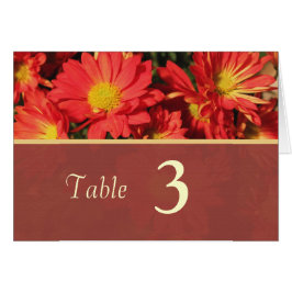 オレンジデイジー花ディナーテーブルナンバーカード