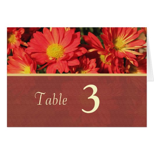 オレンジデイジー花ディナーテーブルナンバーカード (正面横)