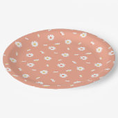 オレンジデイジー花柄 ペーパープレート (アングル)