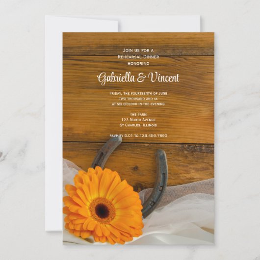 オレンジデイジー馬蹄地方リハーサルディナー 招待状 (正面)