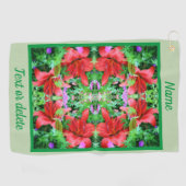 オレンジデイリリー抽象芸術フラワーアートパーソナライズされた ゴルフタオル (横)