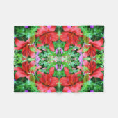 オレンジデイリリー抽象芸術フラワーアート フリースブランケット (正面(横))