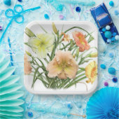 オレンジデイリーオールオーバーボタニカルデザイン ペーパープレート (パーティー)