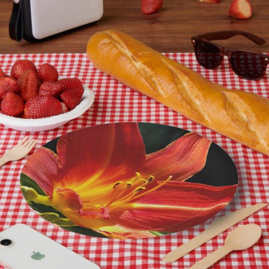 オレンジデイリー開花フローラ ペーパープレート (ピクニック)