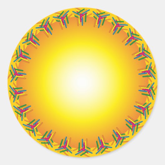 オレンジデザインとカラフル縁ど ラウンドシール (正面)