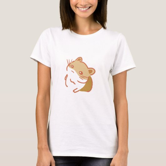オレンジデザイン＆キュートなハムスターイラスト Tシャツ (正面)