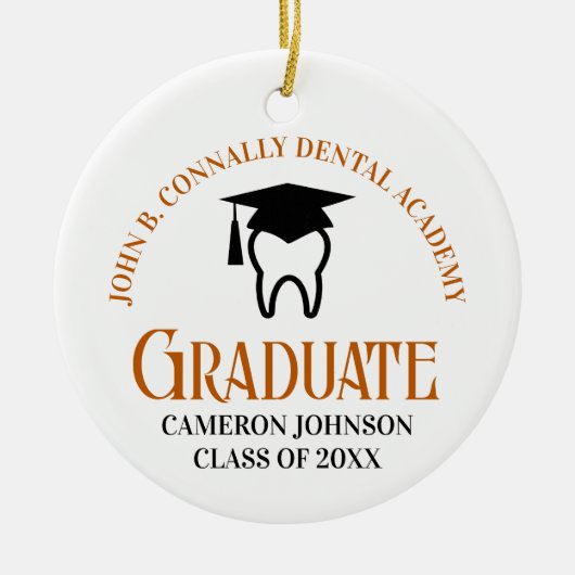 オレンジデンタルスクールカスタム卒業式クリスマス セラミックオーナメント (正面)