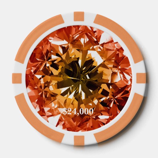 オレンジトパズシトリンフィルターダイヤモンドジェムストーン ポーカーチップ (正面)
