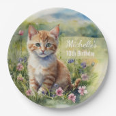 オレンジトラの子猫 70歳の誕生日 ペーパープレート (正面)
