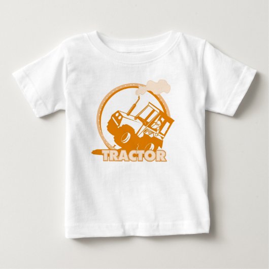 オレンジトラクターの農業機械 ベビーTシャツ (正面)