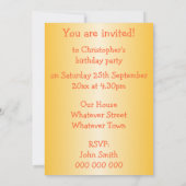 オレンジトラクターバースデーパーティー 招待状 (裏面)