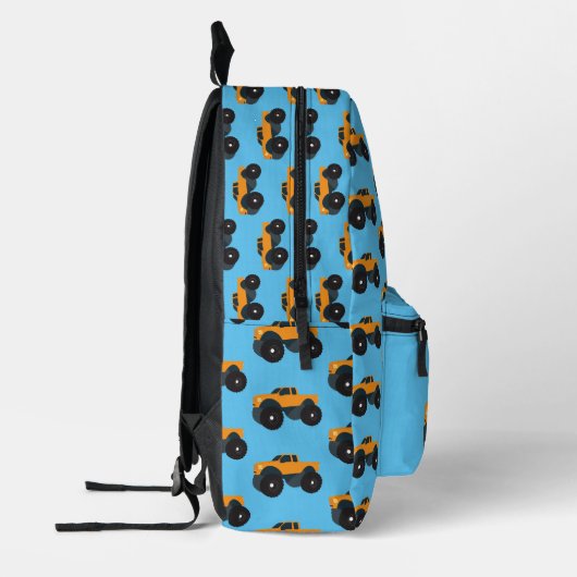 オレンジトラック車カスタム車ボーイズネームスクール プリントバックパック (左)