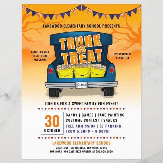 オレンジトランクまたはトリートカートランクハロウィーンイベント チラシ (正面)