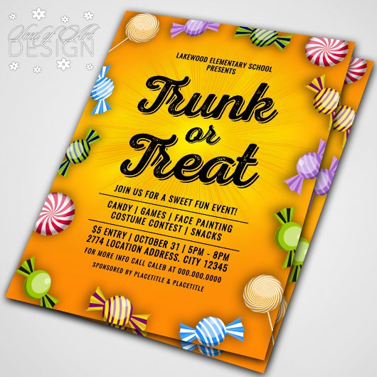 オレンジトランクまたはトリートハロウィーンキャンディフレームイベント チラシ