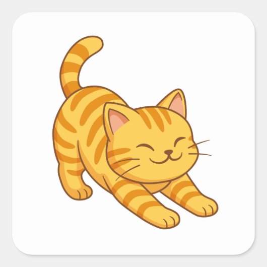 オレンジトラ猫のストレッチ スクエアシール (正面)
