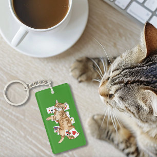 オレンジトラ猫のソリティアトランプゲーム キーホルダー