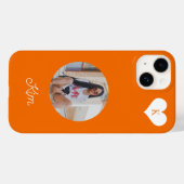 オレンジトレンディフォト&名前のカスタムモダンデザイン Case-Mate iPhoneケース (裏面 (横))