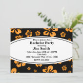 オレンジトロピカルハイビスカスフローラブラック招待状 招待状 (スタンド正面)