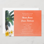 オレンジトロピカルパームツリー&プルメリア招待状 招待状 (正面/裏面)