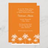 オレンジトロピカルビーチパームツリーキンセアニェラパーティー 招待状 (正面/裏面)